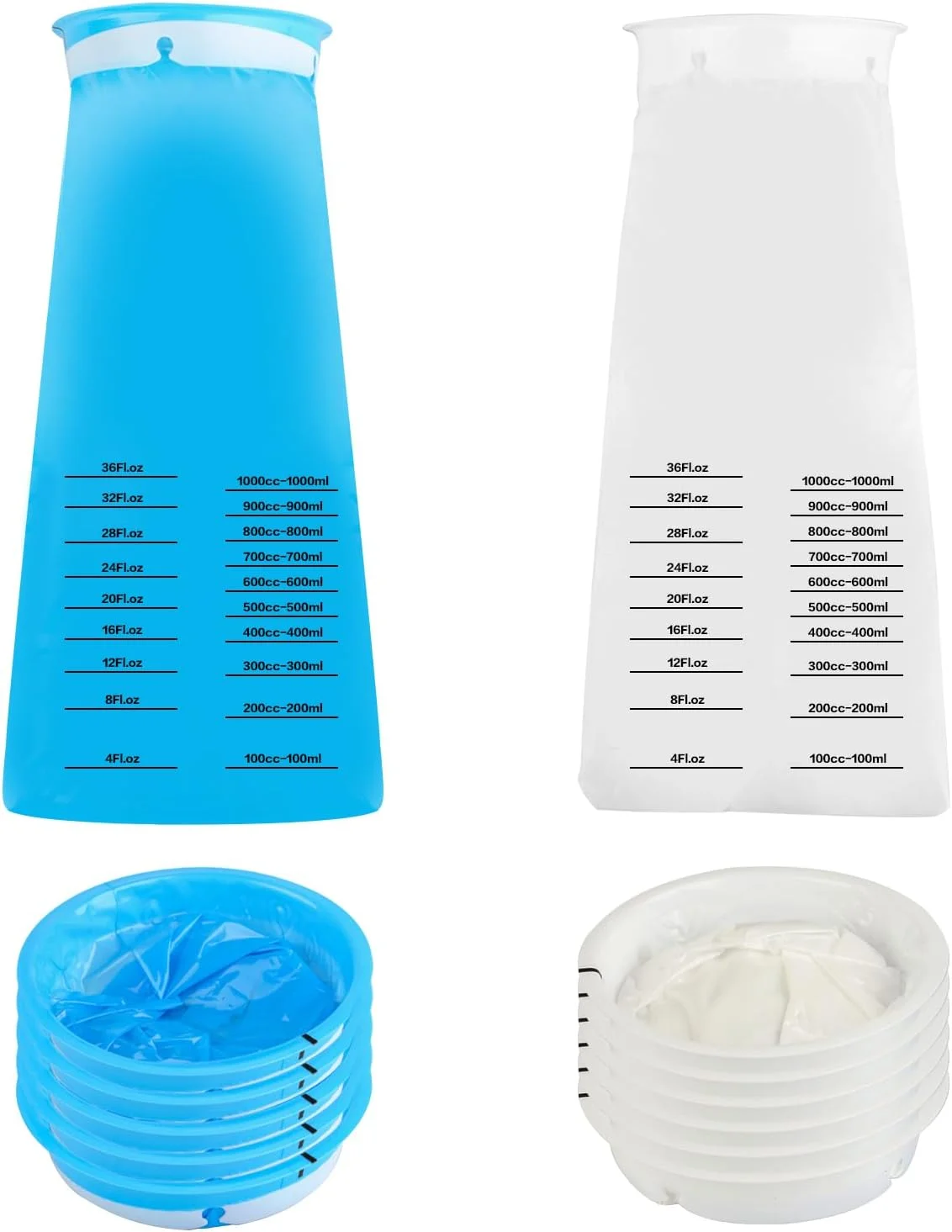 بسته 20 عددی کیسه ضد تهوع برای خودرو - کیسه های تهوع یکبار مصرف 1000 میلی لیتری، ظروف امسیس با چگالی بالا با بست محکم، مناسب برای سفر و دوران بارداری (آبی/سفید) برای خودرو، هواپیما و تهوع صبحگاهی