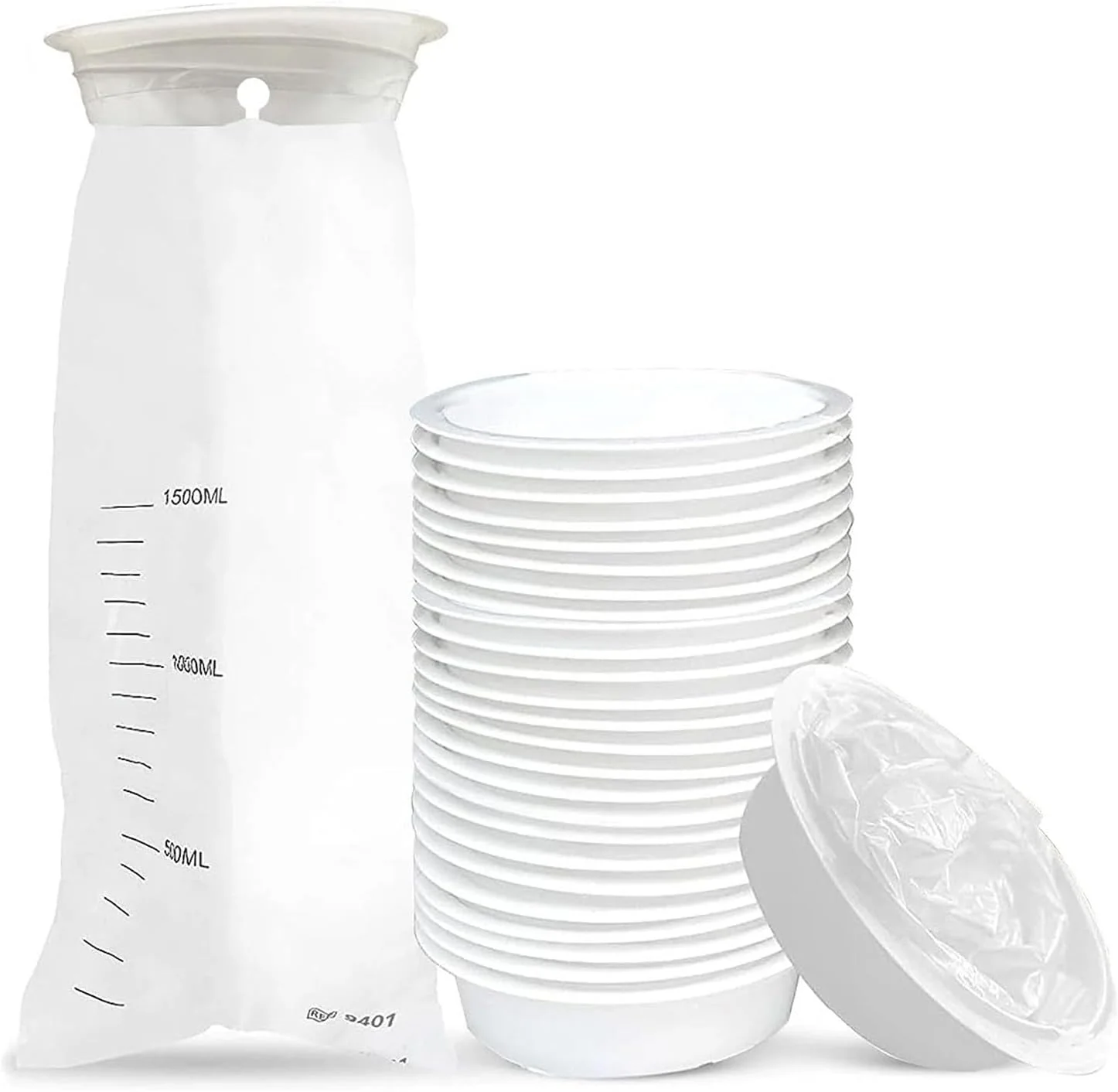 25 عدد کیسه استفراغ یکبار مصرف برای بیماری حرکتی، مسافرت با ماشین، بارداری و استفاده اضطراری کودکان، ظرفیت 1000 میلی لیتر، ایده آل برای شیمی درمانی و بیماری ماشین (سفید)