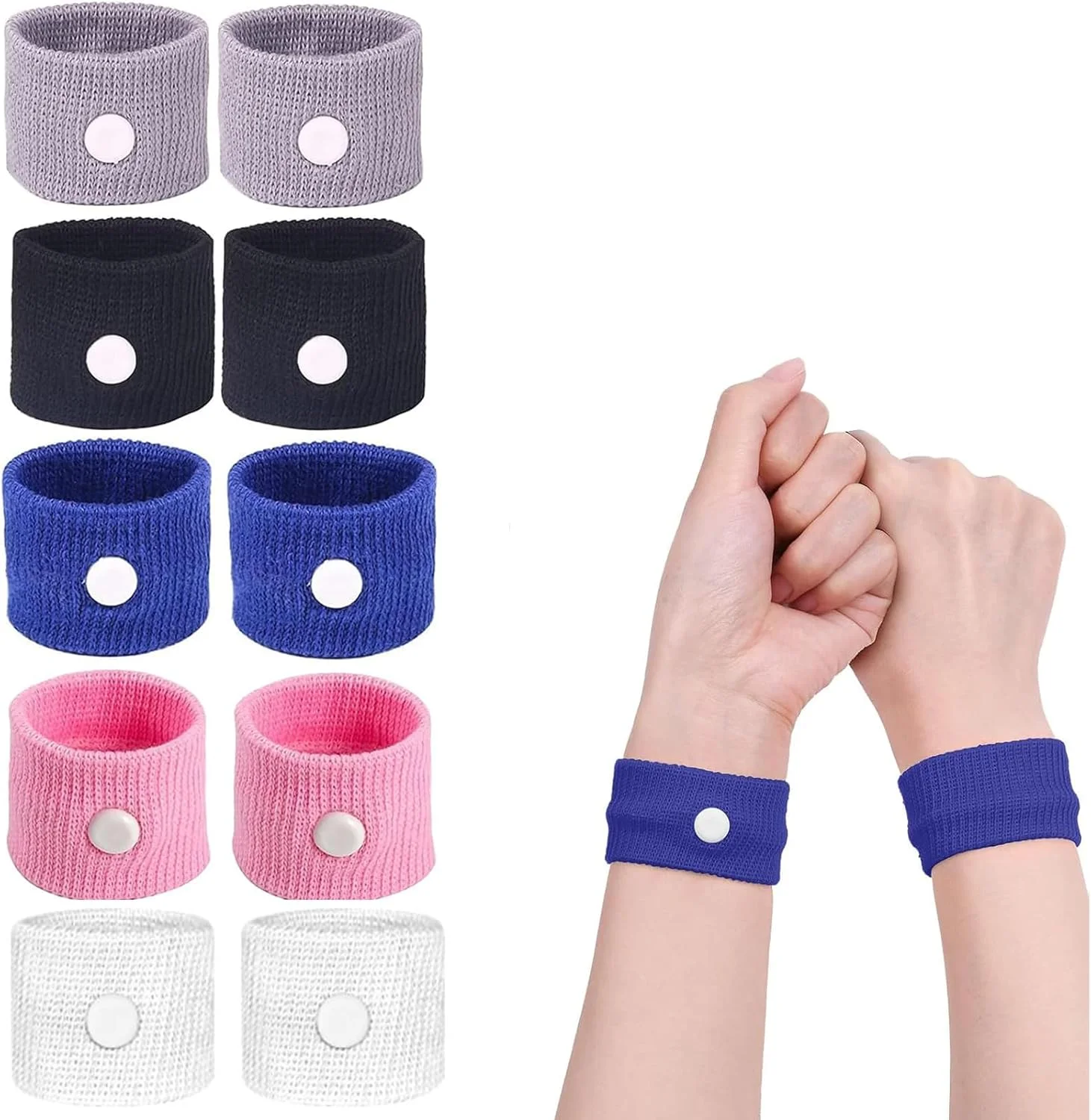 ۱۰ عدد مچ بند ضد تهوع مسافرتی، مچ بند ضد تهوع، مچ بند طب فشاری ضد تهوع برای تهوع صبحگاهی، مسافرت دریایی و تهوع صبحگاهی بارداری