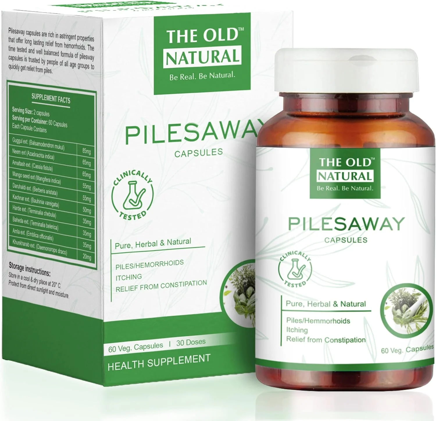 کپسول Pilesaway I برای پشتیبانی از بواسیر، شقاق، فیستول، التهاب و رکتوم I تسکین سریع خونریزی، سوزش و درد I 60 کپسول (بسته 1 عددی)