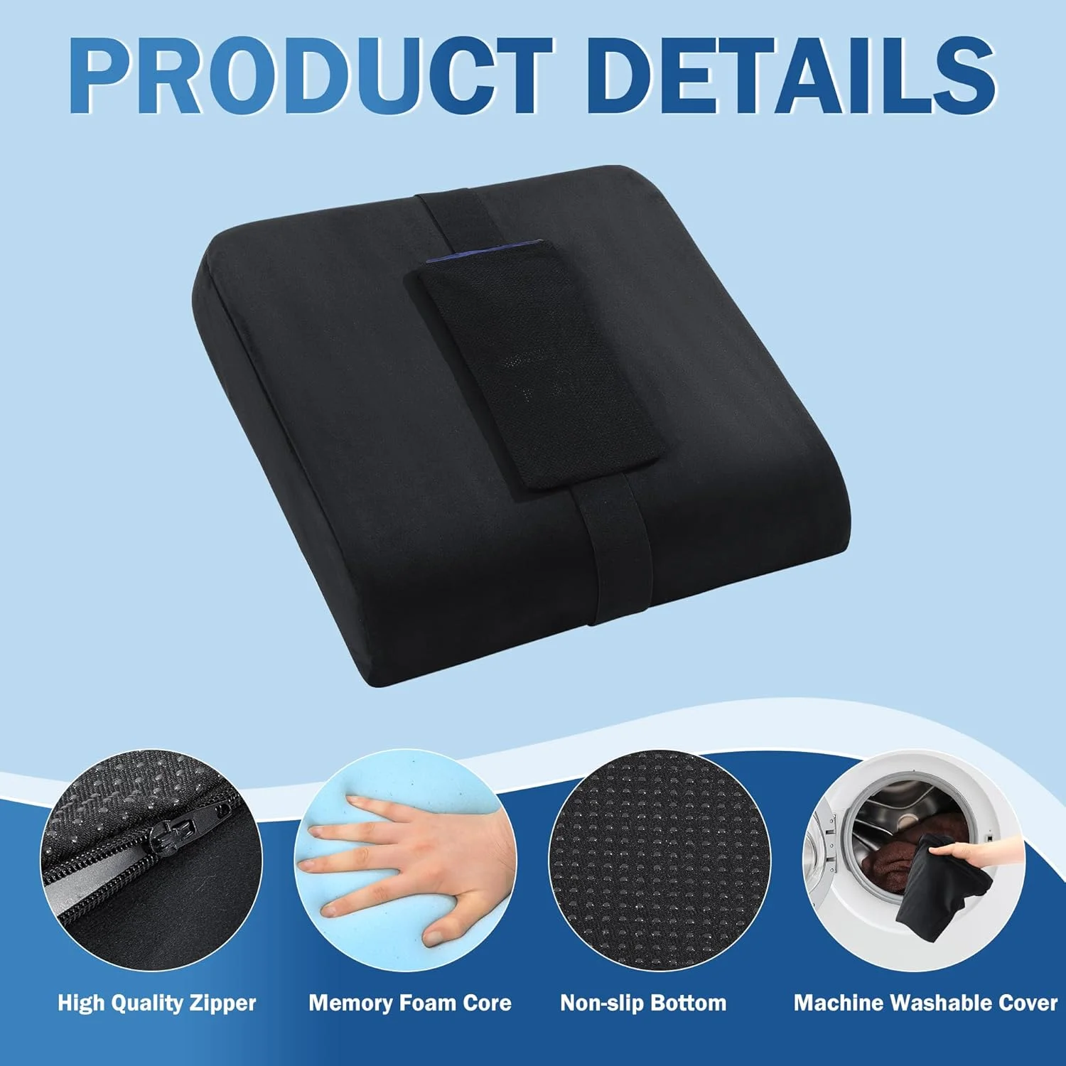 بالشتک هموروئید ROYALAY برای نشستن، کوسن صندلی فوم حافظه‌دار برای تسکین درد هموروئید به همراه دو کیسه یخ، کوسن تسکین درد دنبالچه برای خانه و اداره