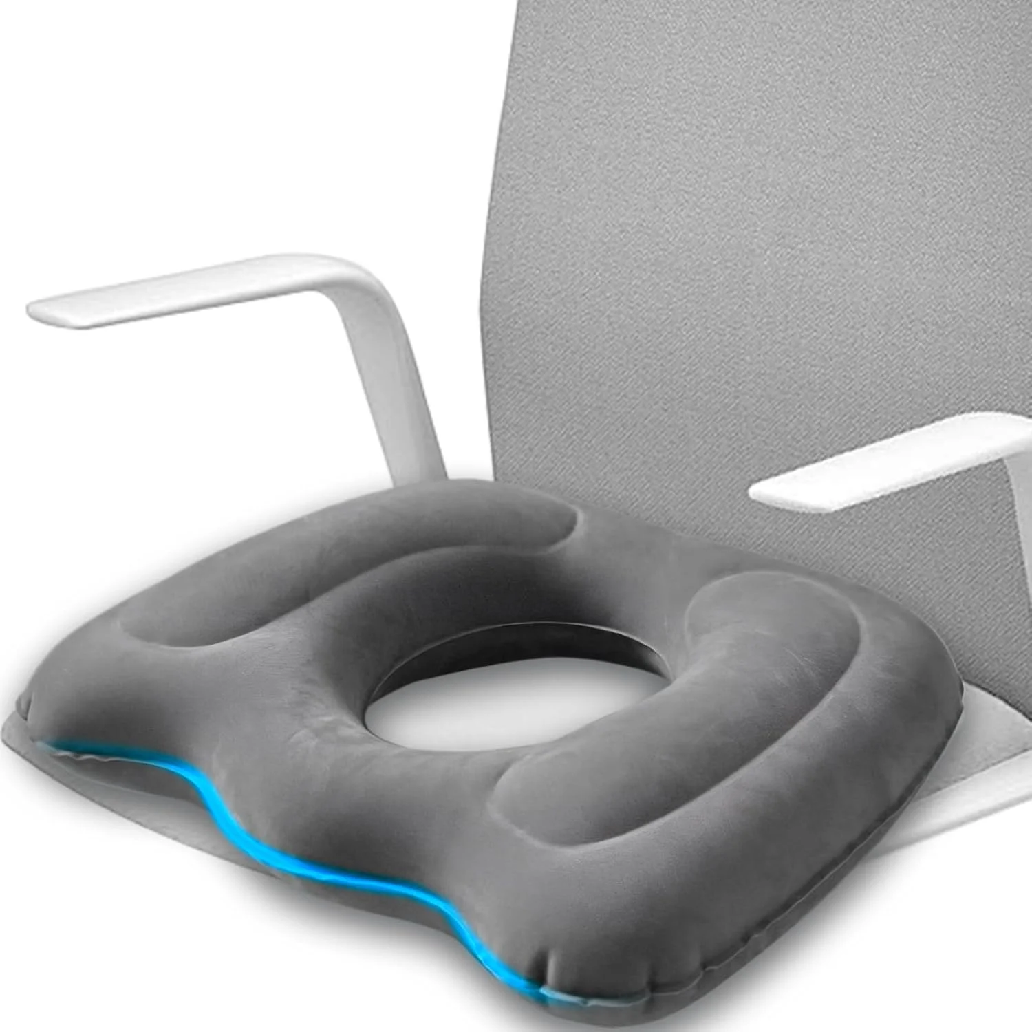 بالشتک دوناتی برای درد دنبالچه، بالشتک بادی دوناتی، بالشتک دوناتی برای کمردرد، دوران بارداری پس از زایمان، سیاتیک، زخم بستر (خاکستری)