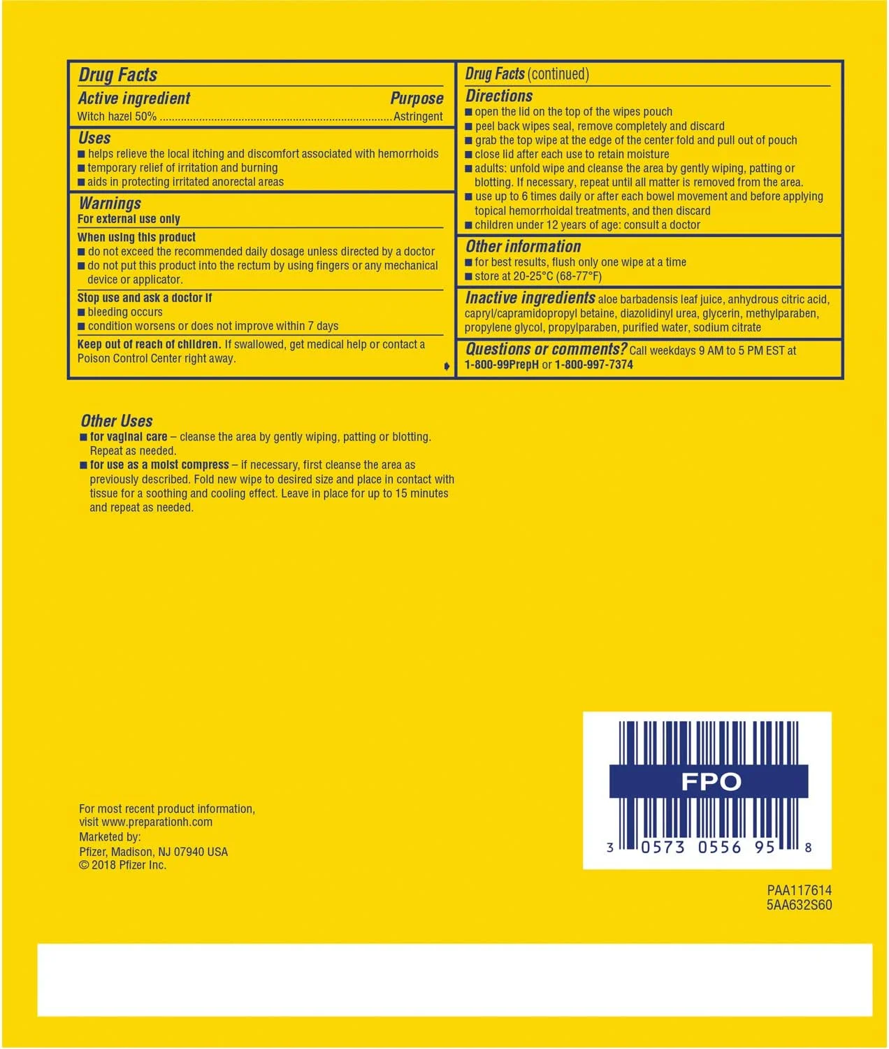دستمال مرطوب دارویی بواسیر اچ، 180 عدد، تسکین قوی با فندق افسونگر و آلوئه ورا، برای پاکسازی، سوزش، خارش و تسکین تحریک، 3 بسته 60 عددی