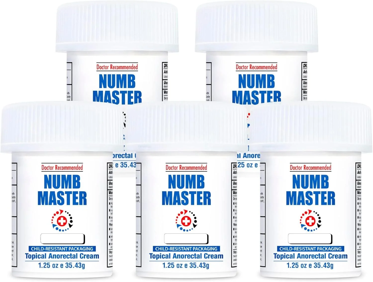 کرم بی حسی موضعی لیدوکائین 5% نامب مستر، تسکین درد طولانی مدت با حداکثر قدرت، کرم بی حس کننده موضعی سریع الاثر حاوی آلوئه ورا، ویتامین E و لسیتین، بسته 5 عددی با درب مقاوم در برابر کودک