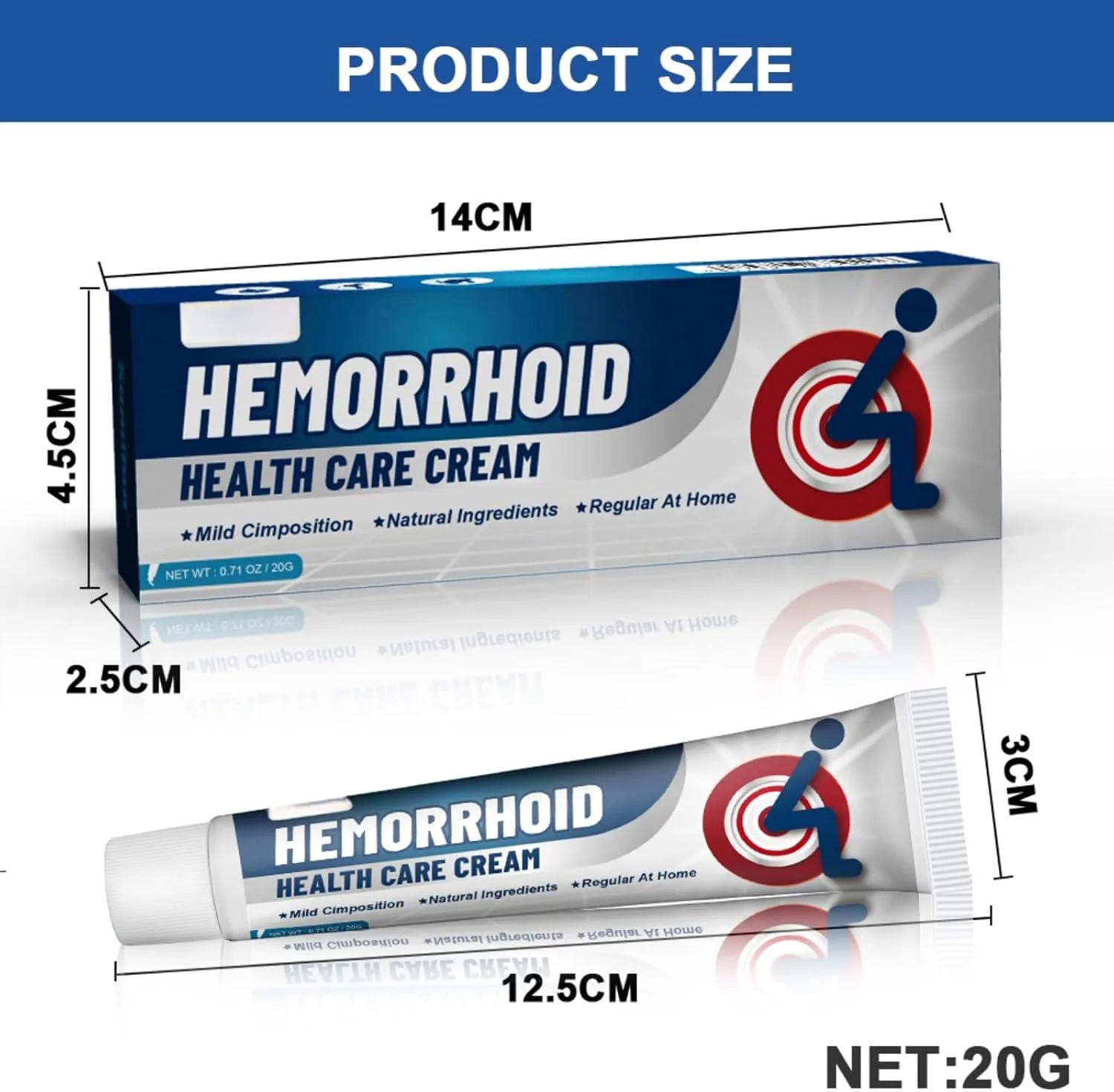 کرم مراقبت از هموروئید 20 گرم - تسکین دهنده و آرام بخش برای هموروئید، رفع خارش، درد و تورم، ایجاد راحتی برای هموروئید خارجی و داخلی، برای مراقبت فوری و بهبودی