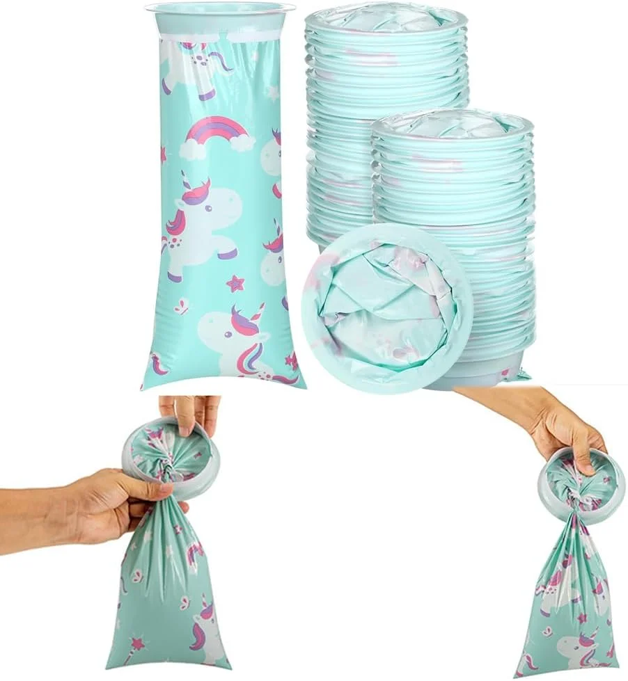 کیسه های یکبار مصرف آزون، بسته 50 عددی کیسه استفراغ یکبار مصرف کودکانه طرح اسب - کیسه های 1000 میلی لیتری، کیسه های ضد نشت قابل حمل، ایده آل برای تاکسی و مسافرت هوایی