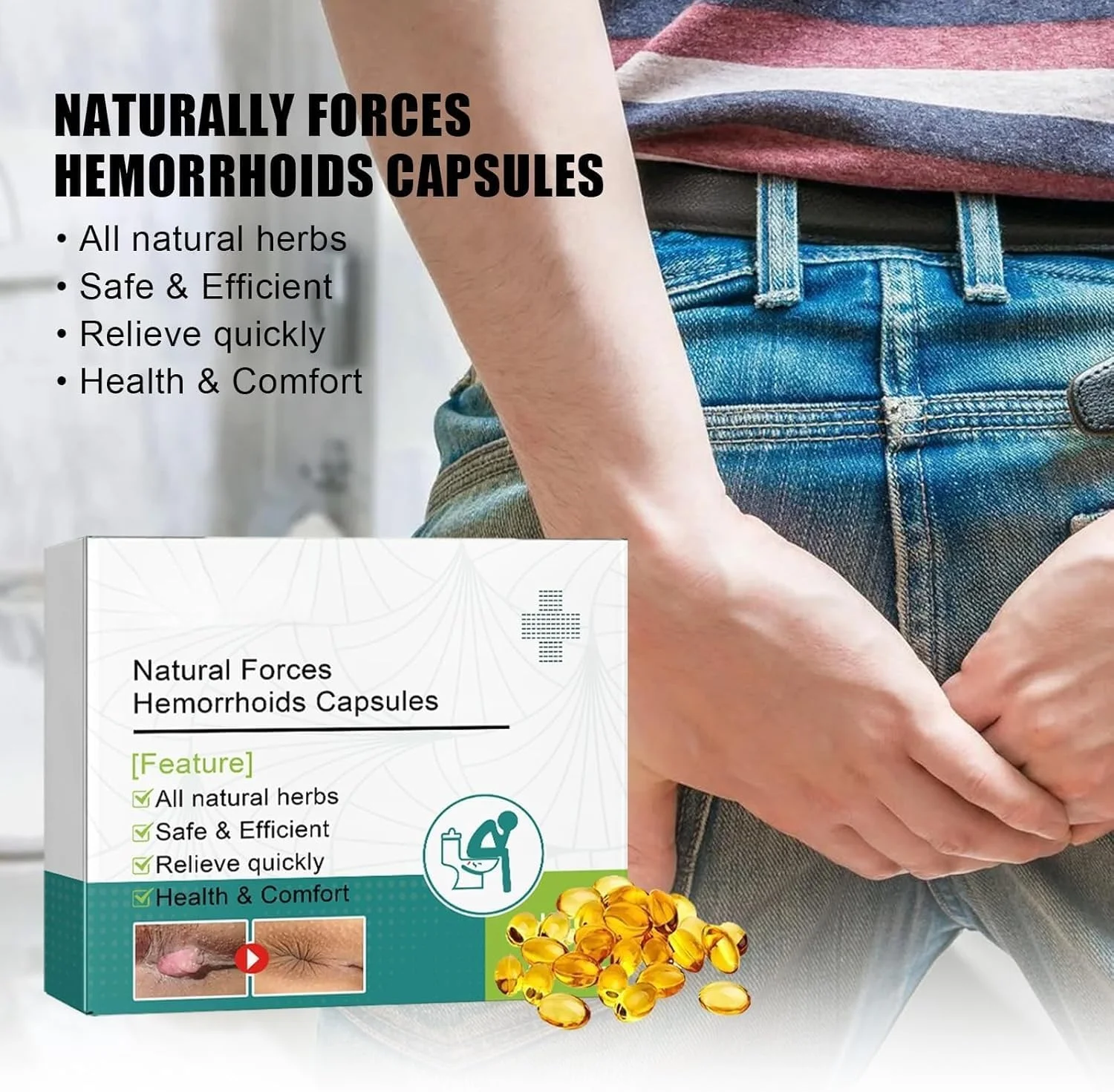 کپسول بواسیر گیاهی قوی برای تسکین سریع درد یا ناراحتی ناشی از بواسیر، استعمال خارجی، اثر تسکین دهنده و خنک کننده - 2 بسته 7 عددی