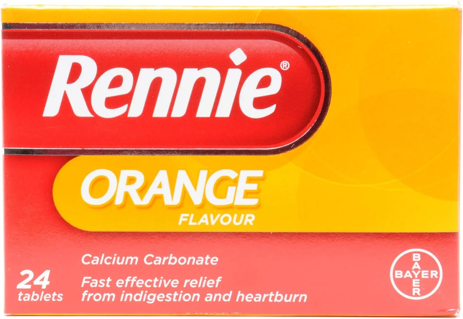 رنی برای تسکین سوء هاضمه و سوزش سر دل (طعم پرتقال، 2 بسته 24 عددی)