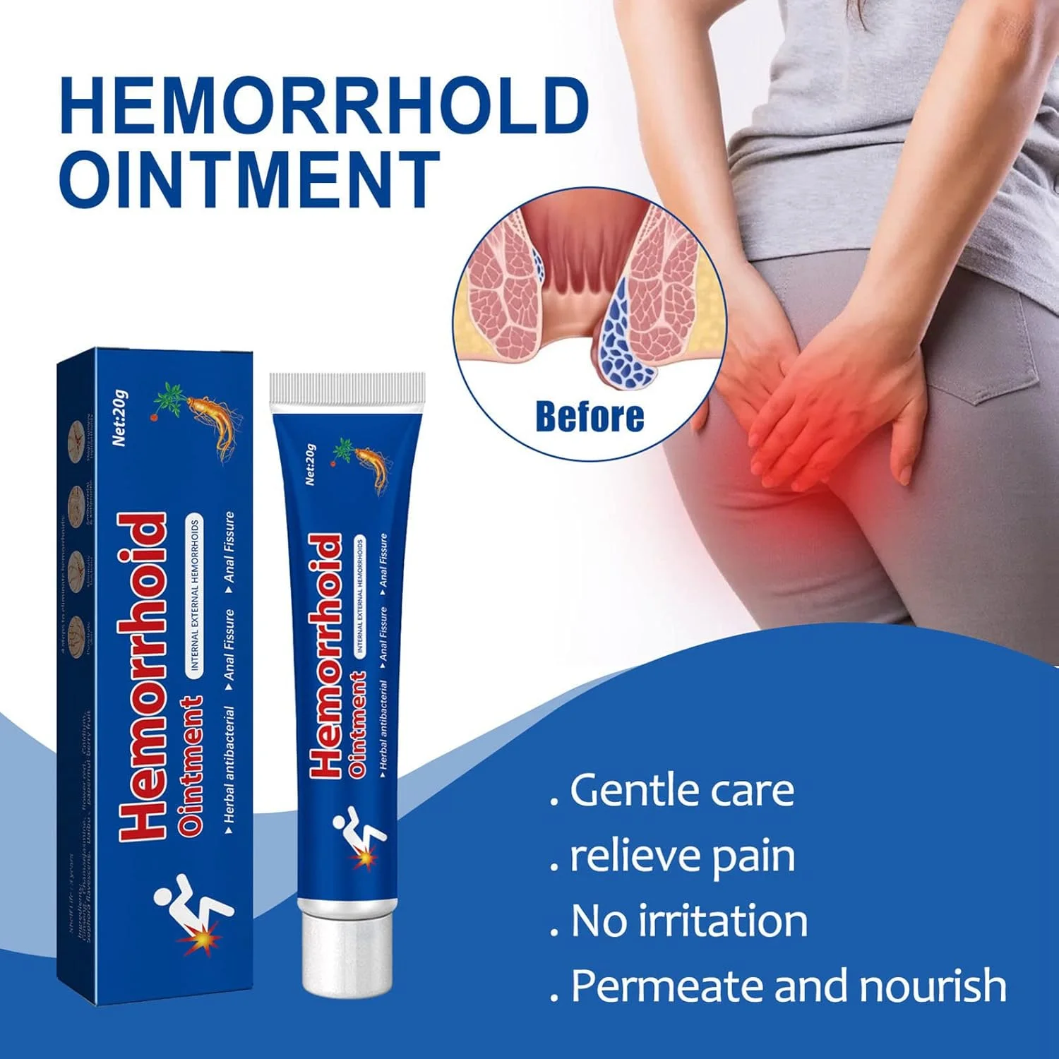 کرم درمان هموروئید، 2 عدد 20 گرمی، کرم درمان علائم هموروئید، تسکین دهنده خارش و سوزش