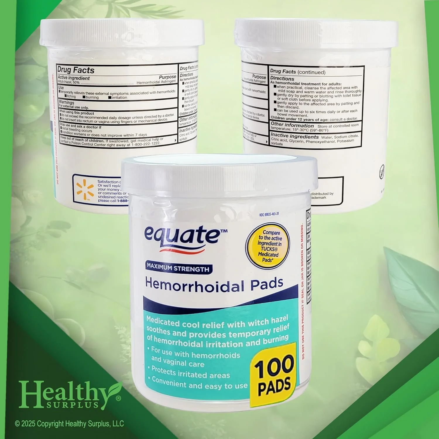 پدهای بواسیر اکوئیت - بسته 100 عددی با قدرت حداکثری و کارت راهنمای نکات مربوط به یبوست