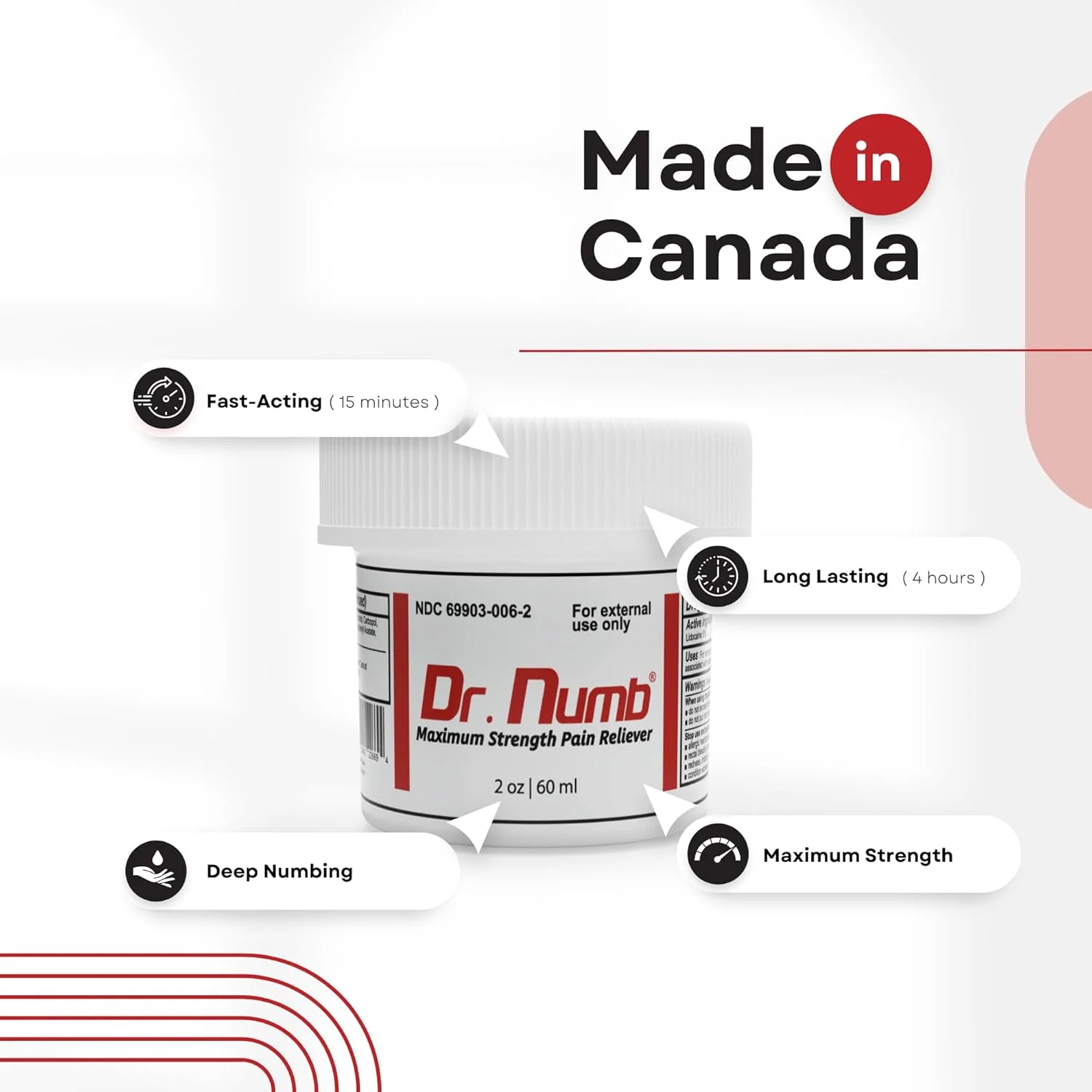 کرم بی حس کننده لیدوکائین 5% دکتر نامب، کرم بی حس کننده موضعی با حداکثر قدرت بدون نیاز به نسخه - تسکین موقت درد، خارش، ناراحتی برای استفاده های هموروئید و مقعدی - بسته 2oz تکی