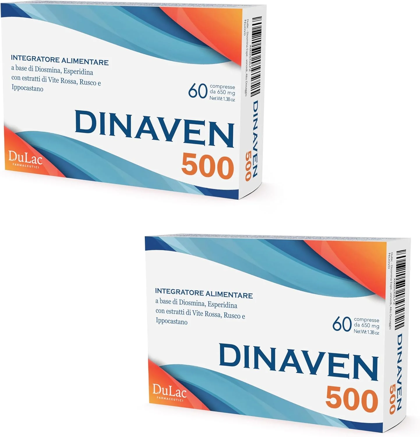 DULÀC FARMACEUTICI 1982 - مکمل دیوسمین هسپریدین Dinaven 500، 120 قرص، درمان بواسیر، رگ های واریسی، رگ های عنکبوتی، پاها و ساق های متورم، سنگینی پاها، درمان لیپودما