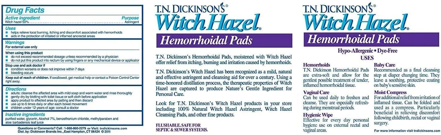 پدهای ضد بواسیر فندق افسونگر دیکینسون (سایز 100 عددی)