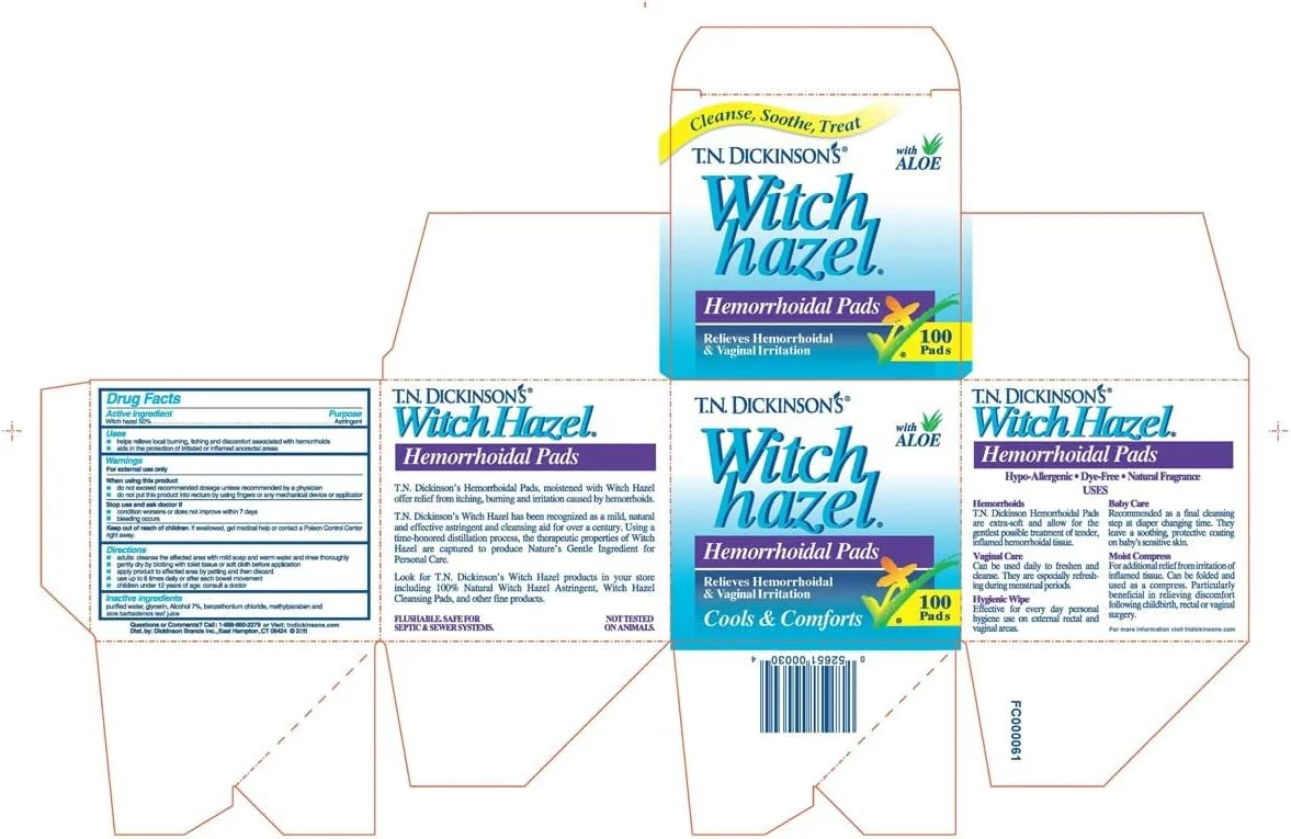 پدهای ضد بواسیر فندق افسونگر دیکینسون (سایز 100 عددی)