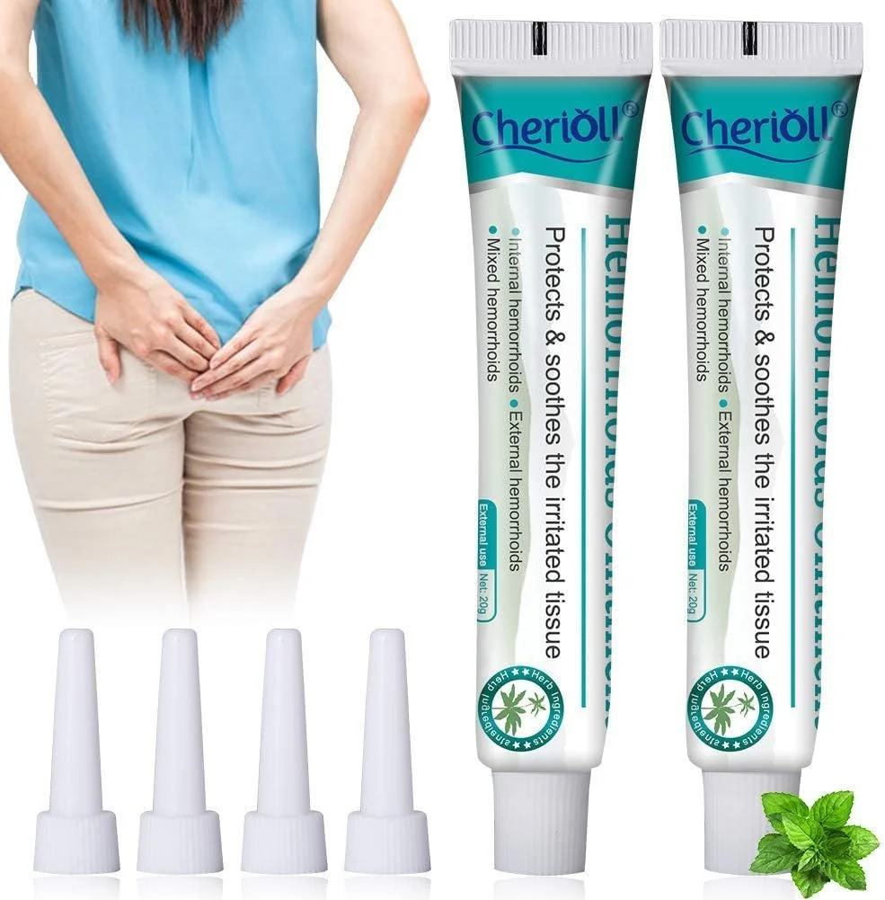 کرم درمان هموروئید Cherioll، درمان بواسیر - کرم تسکین دهنده با قدرت حداکثر، طبیعی برای التیام، برای شقاق و خونریزی هموروئید، کرم تسکین دهنده سریع درد طبیعی 20 گرم * 2 (تیوب کمکی 4 عدد)