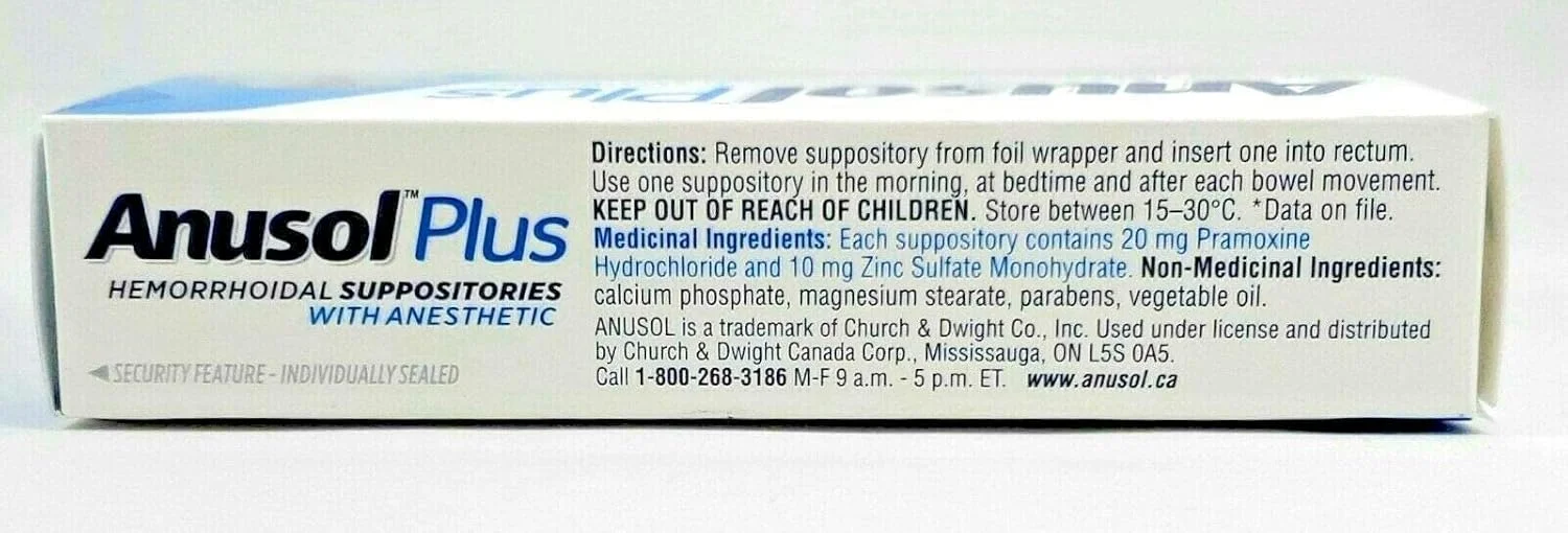 شیاف ضد هموروئید آنوسول پلاس برای تسکین درد - بسته 24 عددی