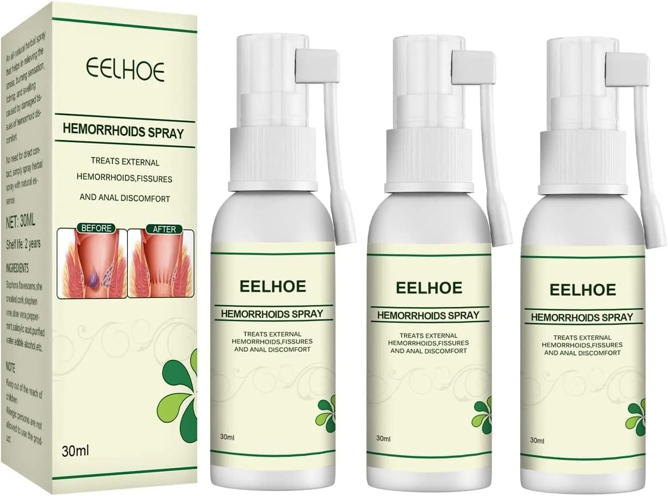 اسپری بواسیر Eelhoe، بسته 3 عددی، اسپری گیاهی طبیعی بواسیر