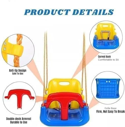 تاب بازی کودک PICCASIO ™، صندلی تاب سنگین برای کودکان، پایه فلزی تاشو برای استفاده در داخل و خارج از منزل، دستورالعمل واضح و آسان برای مونتاژ (تاب صندلی)