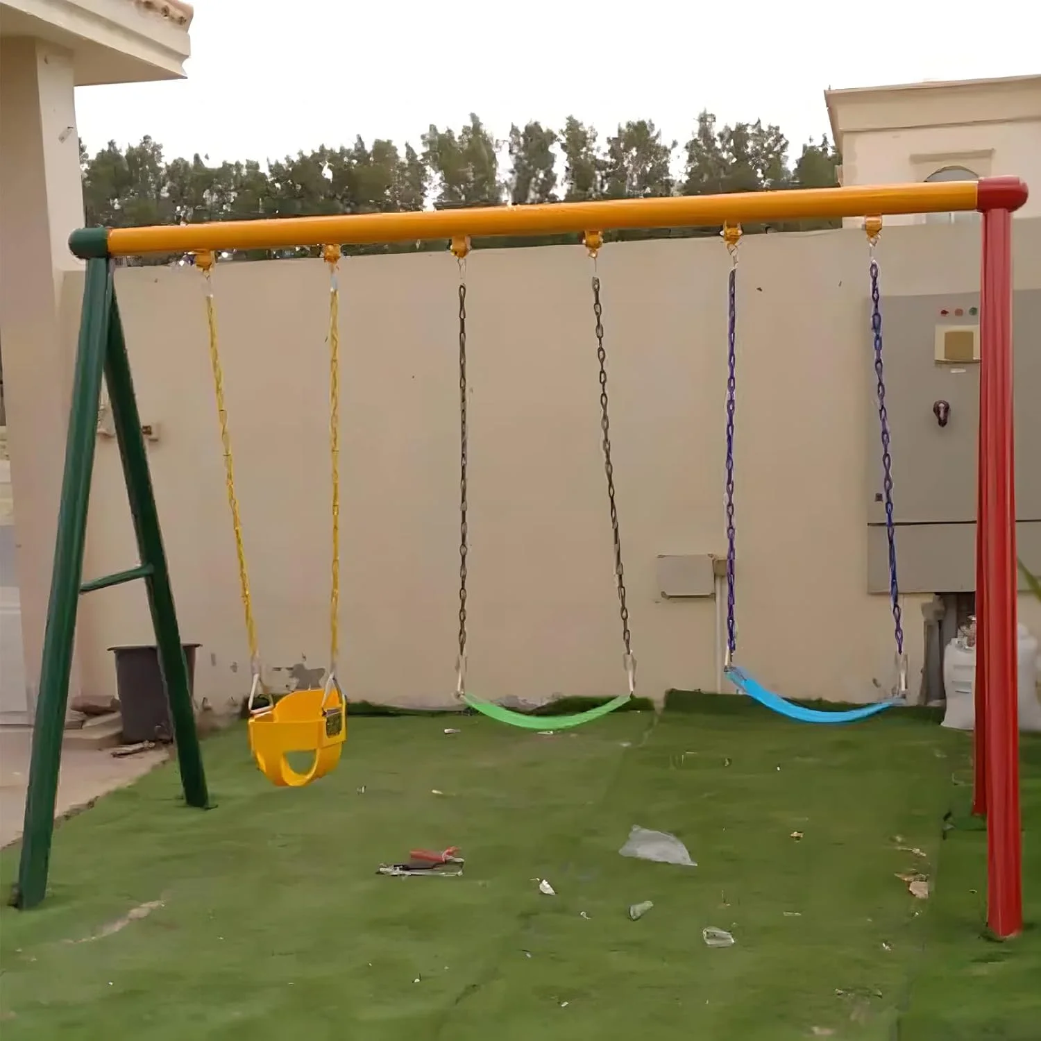 تاب فضای باز سه نفره مجموعه ترکیبی حیاط خانوادگی پارک بزرگ مناسب کودکان ارتفاع 220 سانتی متر