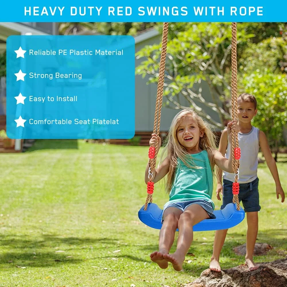 تاب بازی کودک Luckits، تاب پلاستیکی با طناب قابل تنظیم، تاب بادوام برای زمین بازی، نصب آسان، تاب مقاوم برای کودکان پسر و دختر، مناسب فضای داخلی/خارجی/زمین بازی/خانه/درخت