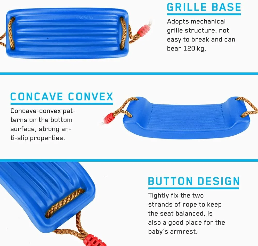 تاب بازی کودک Luckits، تاب پلاستیکی با طناب قابل تنظیم، تاب بادوام برای زمین بازی، نصب آسان، تاب مقاوم برای کودکان پسر و دختر، مناسب فضای داخلی/خارجی/زمین بازی/خانه/درخت