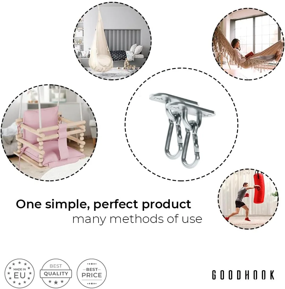 قلاب سقفی مامویی، ست قلاب تاب، تاب 400 کیلوگرمی، پایه سقفی، قلاب آویز برای بتن، برای چوب، اتصال تاب، تخت آویز، کیسه بوکس، صندلی عرشه، نگهدارنده کیسه بوکس