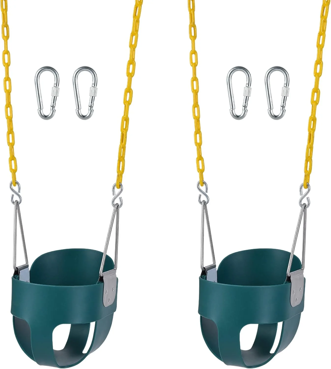 بسته 2 عددی تاب کودک نوپا - صندلی تاب سطلی پشتی بلند با زنجیرهای روکش دار پلاستیکی 66 اینچی