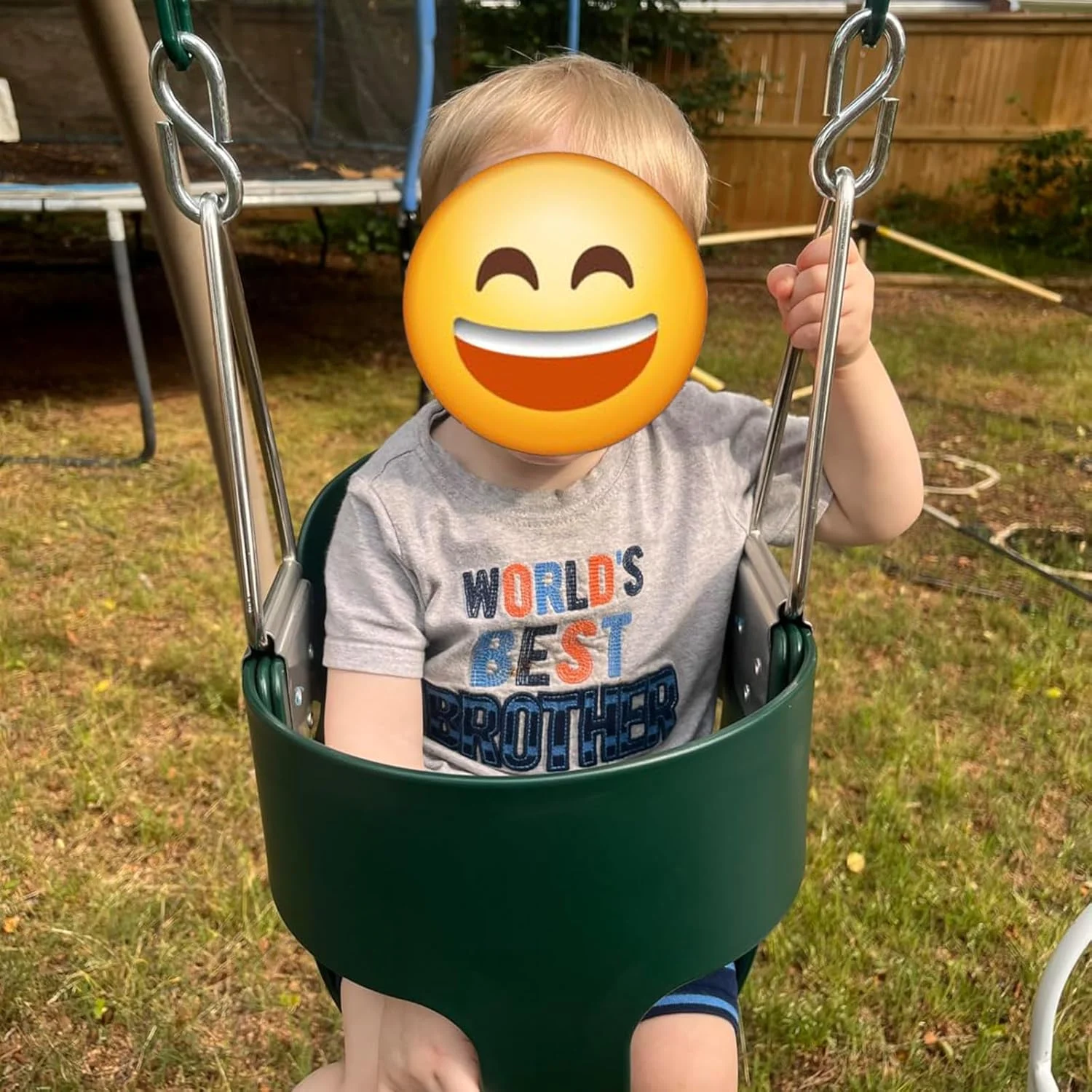 تاب کودک KINSPORY، تاب زنجیری فلزی مقاوم با طول 150 سانتی متر، صندلی تاب کودک پشتی بلند مناسب فضای باز، به همراه بندهای اتصال به درخت مناسب حیاط، فضای باز و داخل خانه (سبز)