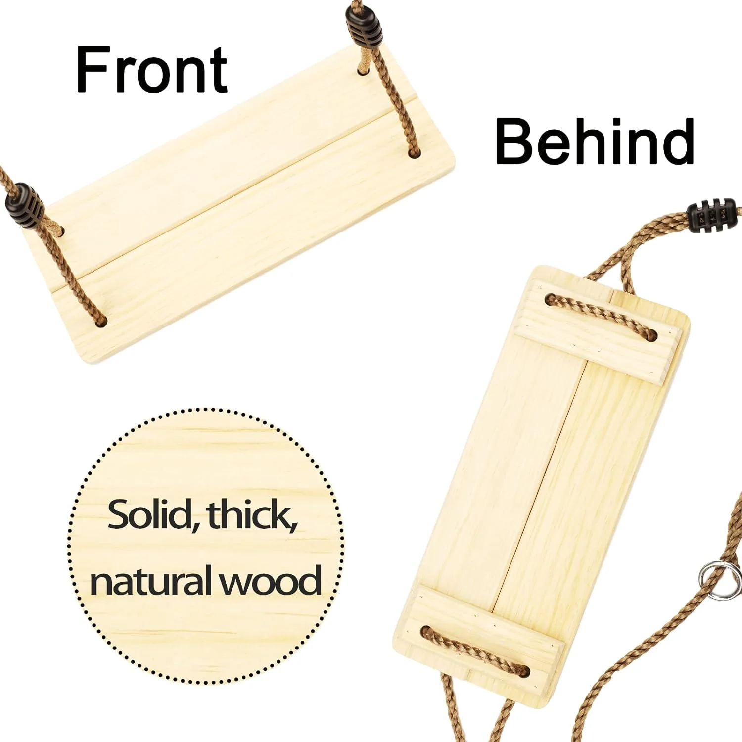 تاب چوبی KINSPORY برای کودکان، تاب بازی برای حیاط خلوت، طناب نایلونی قابل تنظیم با کیت بندهای آویز درخت، صندلی تاب چوبی برای ایوان، پاسیو، باغ و زمین بازی سرپوشیده و روباز
