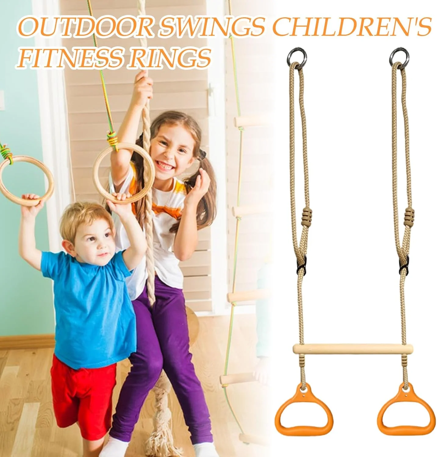 میله بارفیکس کودکانه | تاب حلقه ای تجهیزات زمین بازی - حلقه های ارگونومیک بازی حسی برای کودکان در فضای داخلی حیاط خلوت بزرگسالان در فضای باز