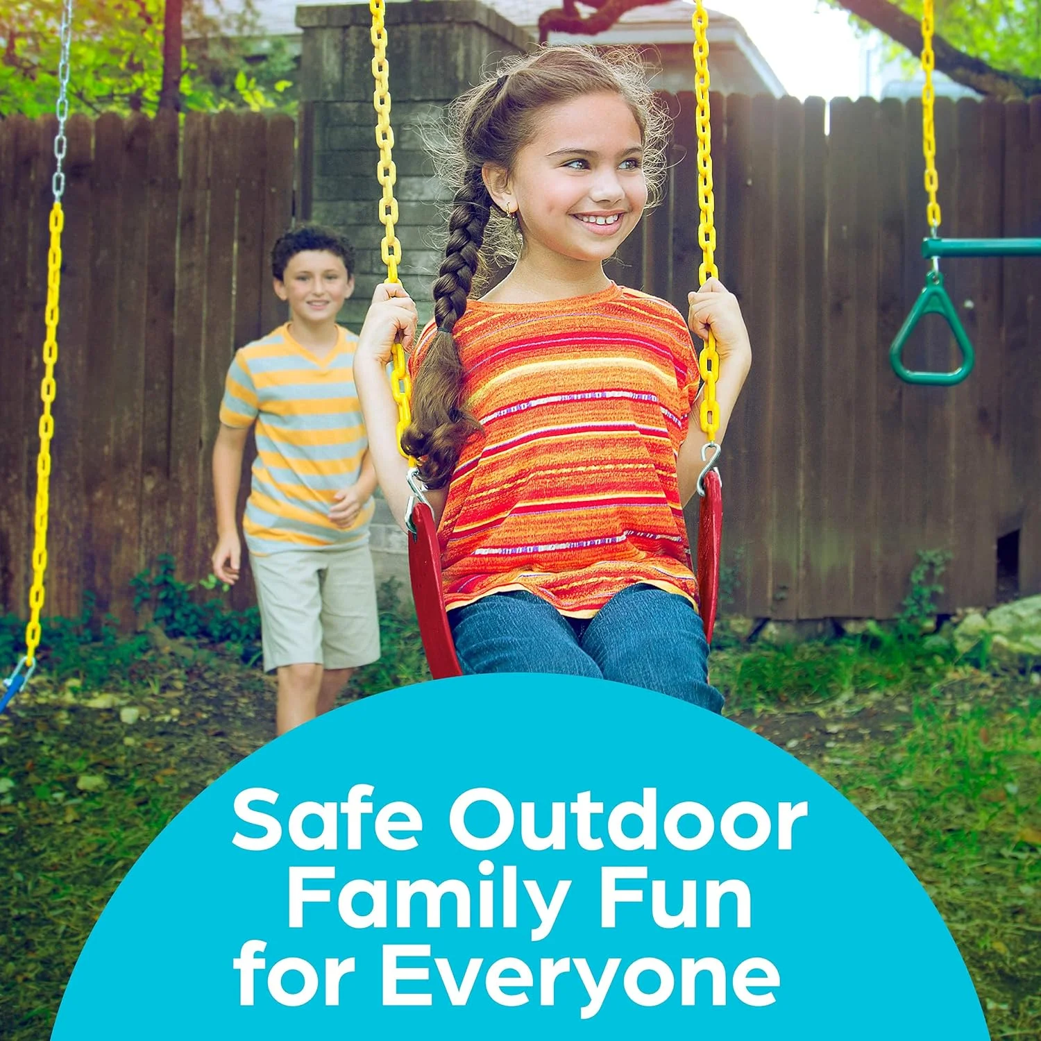 تاب بازی جنگل جیم کینگدام با زنجیر روکش دار پلاستیکی 66 اینچی - لوازم جانبی جایگزین مجموعه تاب بازی (قرمز)