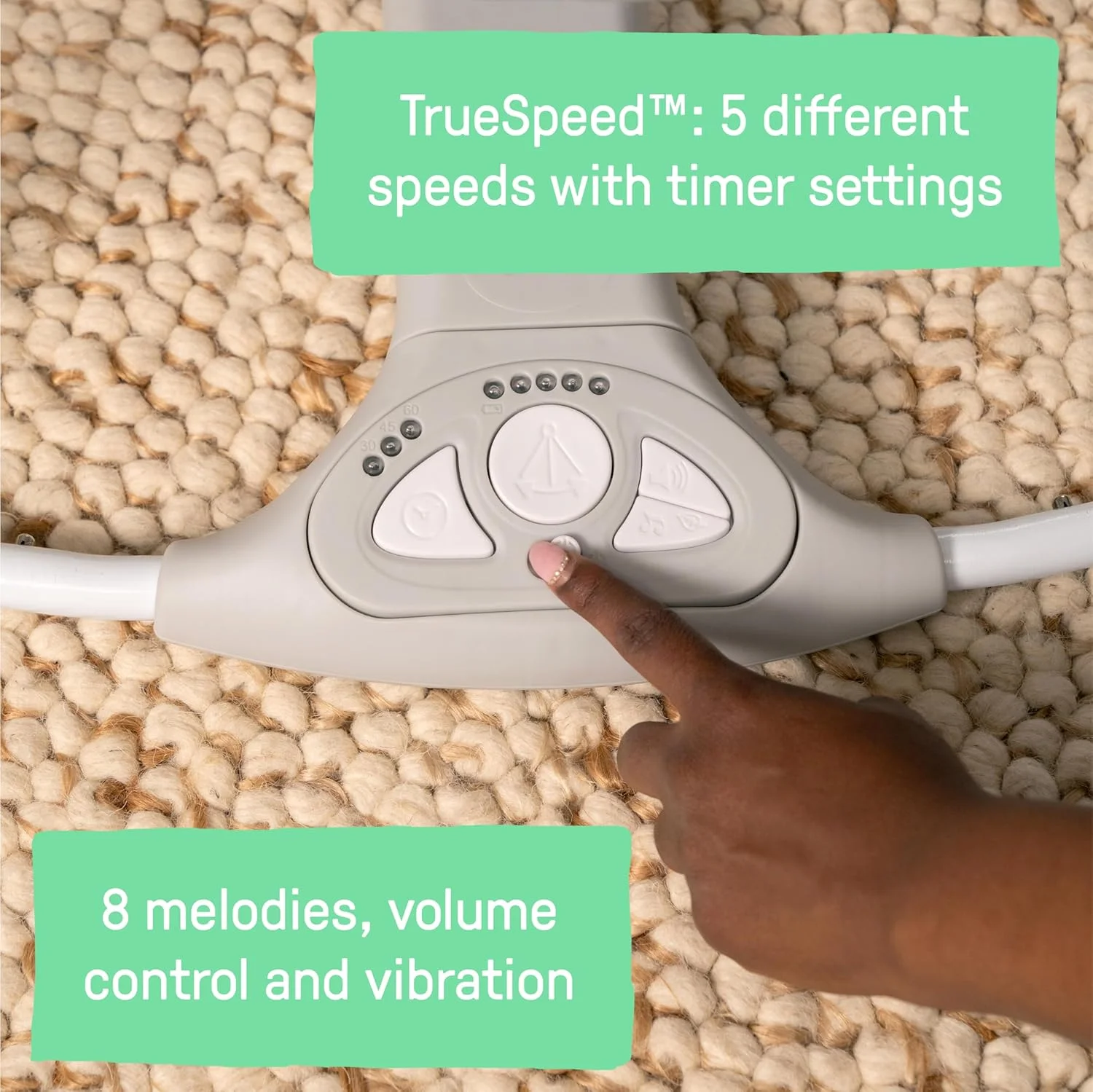 تاب برقی قابل حمل اینجنیویتی Swing n Go، میله اسباب بازی چوبی قابل جابجایی ساخته شده از جنگلداری پایدار، 5 سرعت، برای کودکان 0-9 ماهه، تا 9 کیلوگرم، Chambray