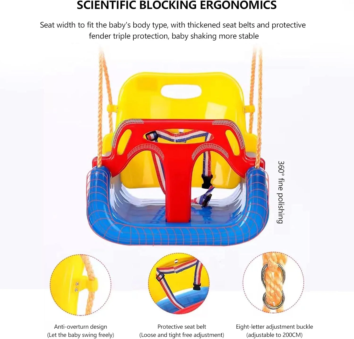 تاب بازی 3 در 1 کودک X IANGYU به همراه 2 بند آویز و 2 قلاب - تاب سطلی کامل مناسب نوزادان برای فضای باز و زمین بازی