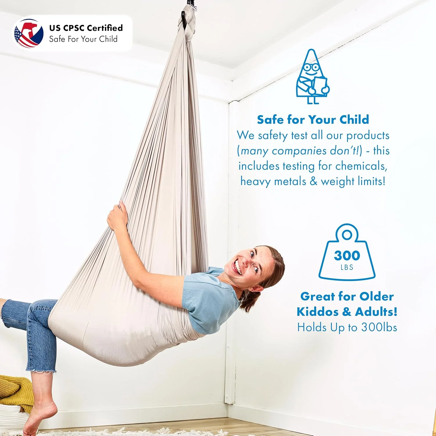 تاب حسی هارکلا برای داخل و خارج خانه - تحمل وزن تا 90 کیلوگرم، تاب حسی برای بزرگسالان و کودکان - اثر آرامش بخش - پارچه نرم دولایه و سخت افزار سنگین - نصب و استفاده آسان - خاکستری تاب حسی هارکلا برای داخل و خارج خانه - تحمل وزن تا 90 کیلوگرم، تاب حسی برای بزرگسالان و کودکان - اثر آرامش بخش - پارچه نرم دولایه و سخت افزار سنگین - نصب و استفاده آسان - خاکستری