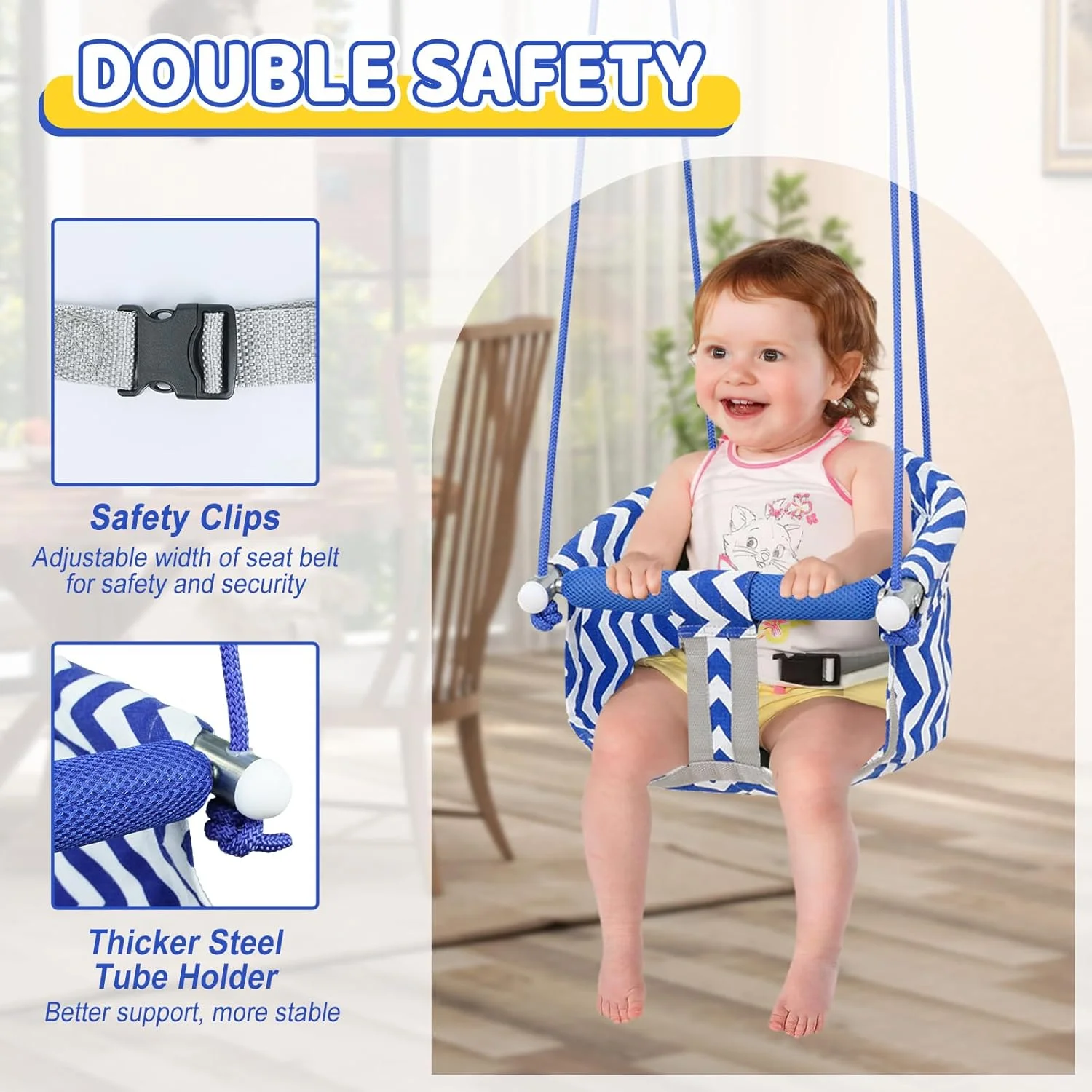 تاب بازی راحت کودک، تاب بازی سنگین نوزاد با طناب های قابل تنظیم و کمربند ایمنی، طراحی مقاوم در برابر افتادن، تاب های درختی آویزان بوم نصب آسان برای زمین بازی سرپوشیده و فضای باز حیاط خلوت (آبی) تاب بازی راحت کودک، تاب بازی سنگین نوزاد با طناب های قابل تنظیم و کمربند ایمنی، طراحی مقاوم در برابر افتادن، تاب های درختی آویزان بوم نصب آسان برای زمین بازی سرپوشیده و فضای باز حیاط خلوت (آبی)