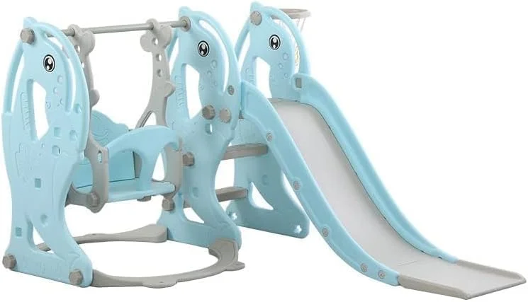 مجموعه سرسره و تاب ۳ در ۱ کودک هاوینز-پن، مناسب فضای داخلی خانه، مهدکودک و اسباب بازی چند منظوره کودکان (آبی)