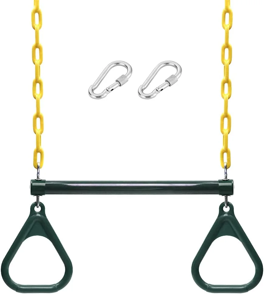 تاب بارفیکس و حلقه های تاب بازی سنگین با زنجیرهای روکش پلاستیکی 47 اینچی و کارابین