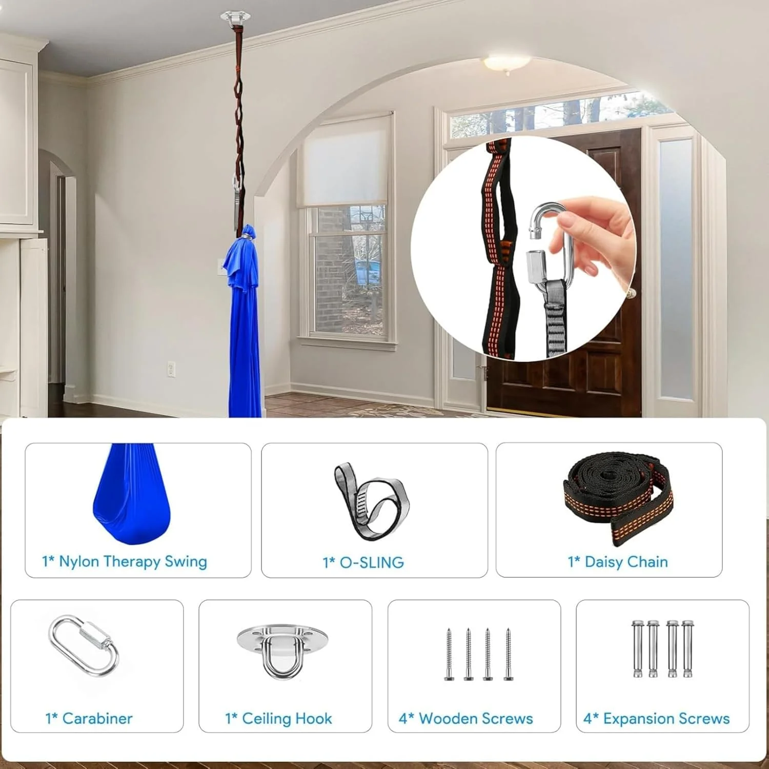 تاب حسی برای کودکان، تاب درمانی حسی برای کودکان و بزرگسالان تا 100 کیلوگرم، 280cm طول * 157cm عرض، تاب آویز کودک و بزرگسال برای اختلالات و اوتیسم