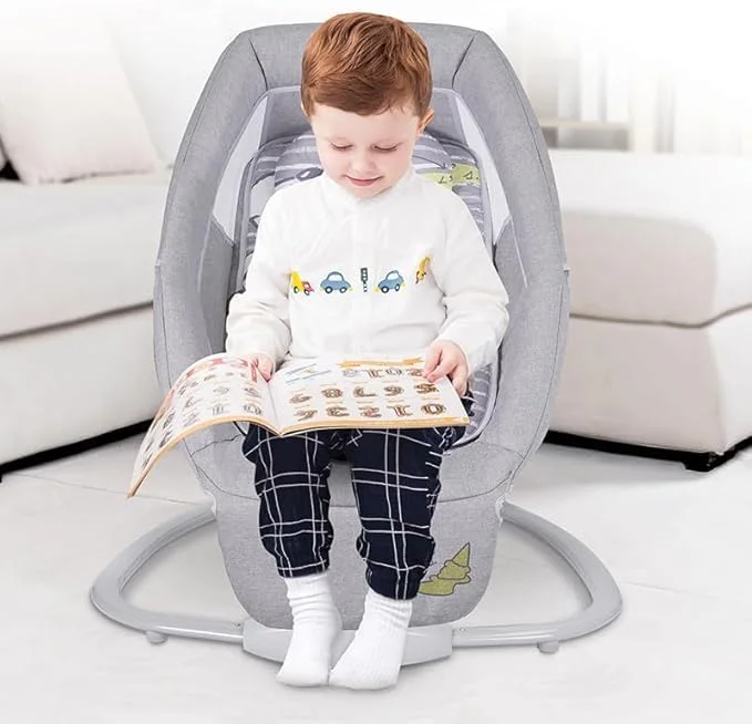 تاب برقی چند منظوره نوزاد، تاب نوزاد برقی قابل حمل بلوتوثی با موسیقی برای نوزاد، 3 تنظیمات تایمر با کنترل از راه دور و پشه بند (08209)