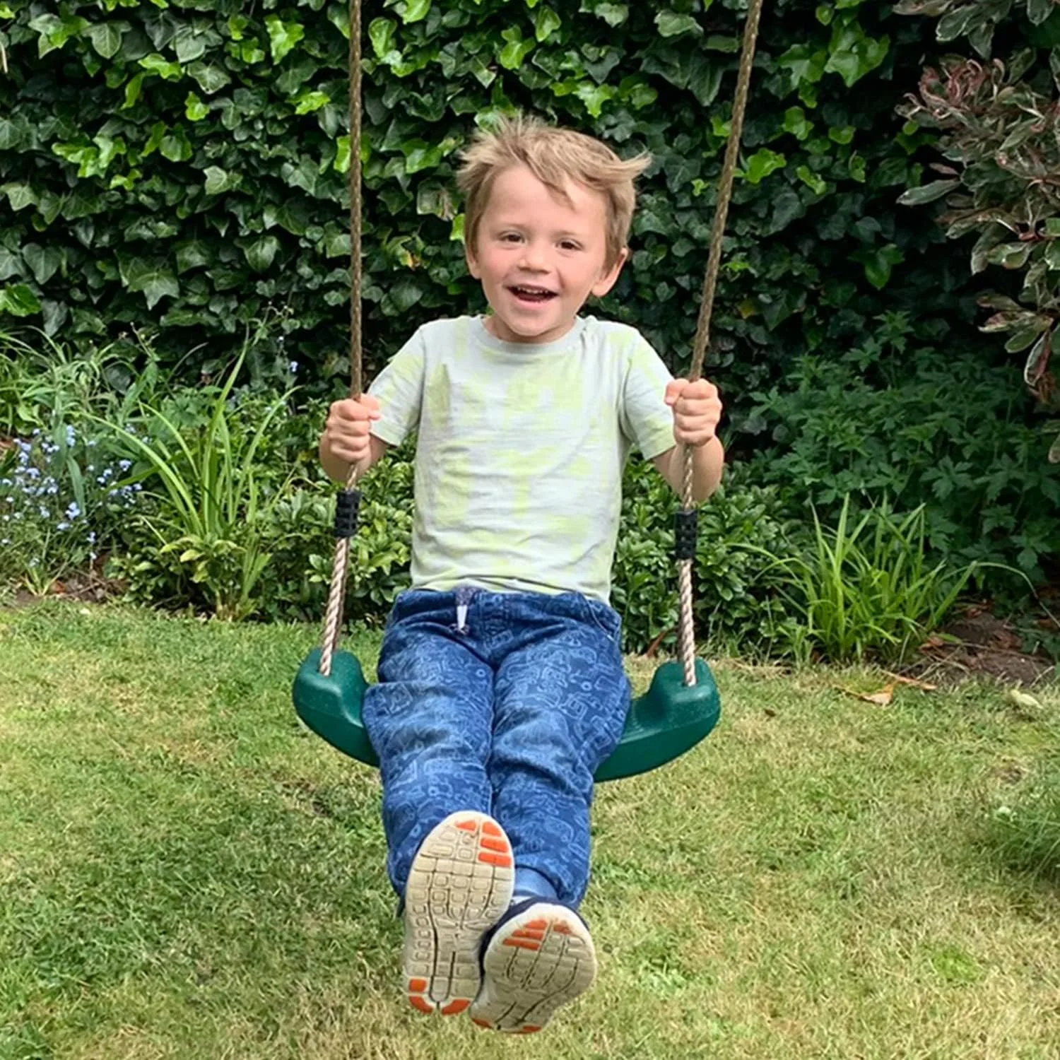 تاب بازی کودکانه مناسب فضای باز با دستگیره ایمنی و طناب های قابل تنظیم مقاوم در برابر آب و هوا برای مجموعه تاب ها (سبز)