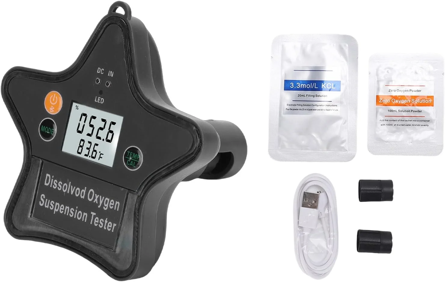 دستگاه سنجش اکسیژن محلول دیجیتال Asixxsix، محدوده اندازه گیری 0-20.00 میلی گرم در لیتر، کیت تست اکسیژن محلول برای حوضچه آکواریوم آبزی پروری، عمر باتری طولانی