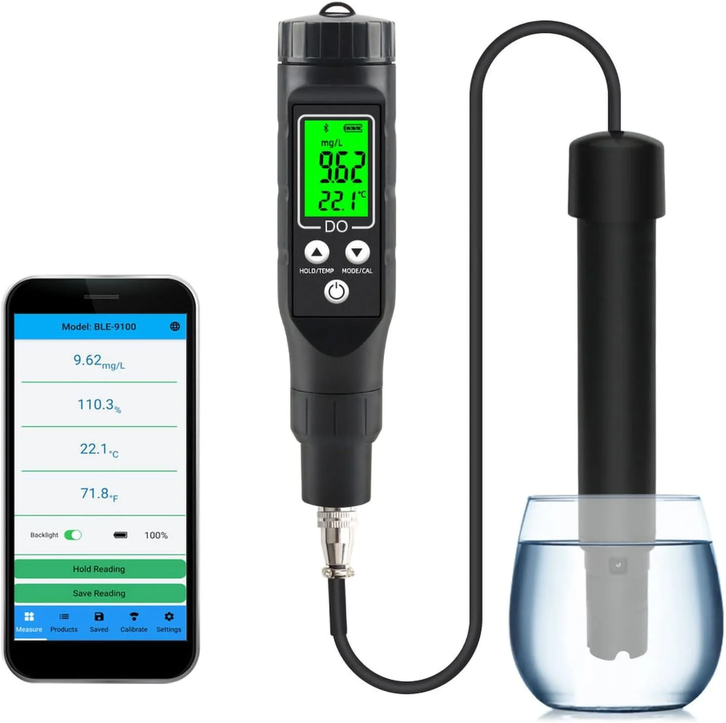 دستگاه هوشمند بلوتوثی سنجش اکسیژن محلول BLE-9100، کنترل هوشمند اپلیکیشنی، ردیاب اکسیژن محلول حوضچه پرورش ماهی، محدوده DO: 0.01-30.00mg/L