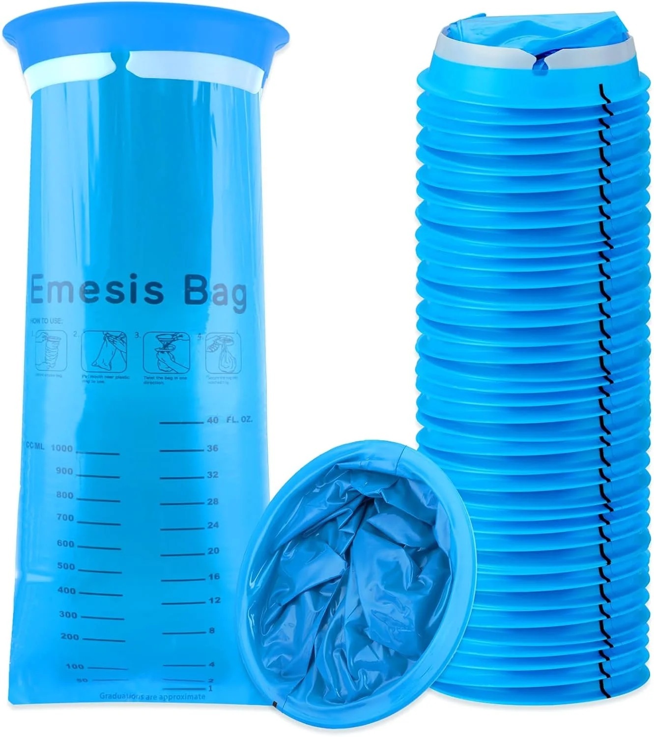 آی سلکتد ۲۵ عدد کیسه تهوع ۱۰۰۰ میلی لیتری، کیسه های تهوع یکبار مصرف برای خودرو، مسافرت، هواپیما، بیماری حرکتی و تهوع صبحگاهی