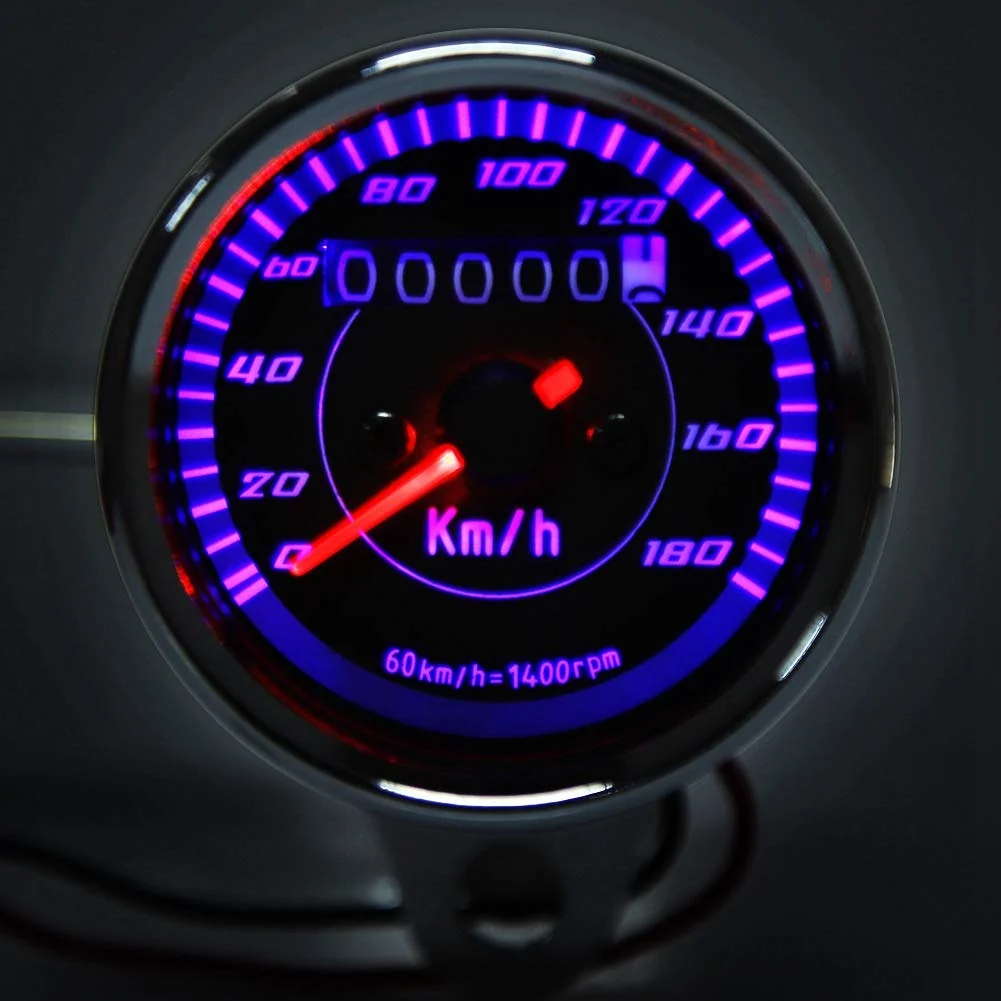 کیلومتر شمار LED با حساسیت بالا و دقت بی نظیر Domary، ضد ضربه، آلیاژ آلومینیومی برای موتور سیکلت DC 12V با نور پس زمینه داخلی، تطابق و جایگزینی کامل، ساده