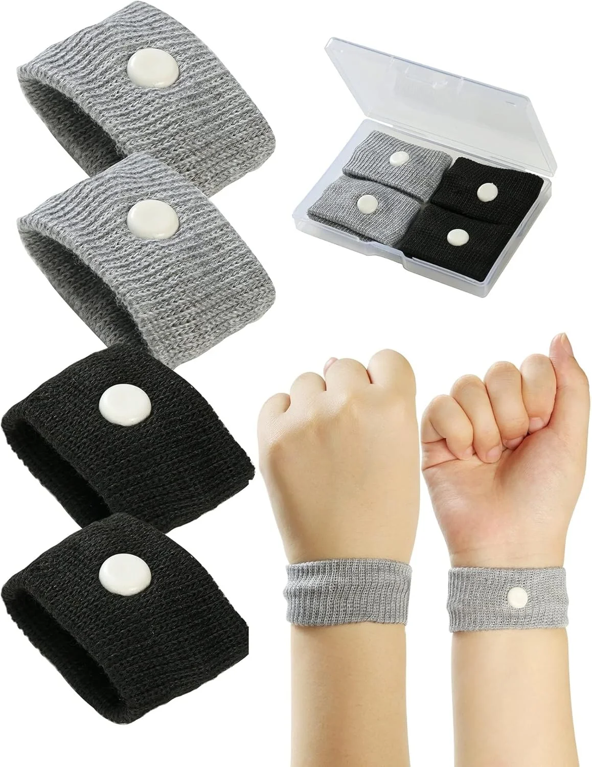 مچ‌بندهای ضد تهوع مسافرتی، 2 جفت مچ‌بند حرکت برای کودکان و بزرگسالان - مچ‌بندهای ضد تهوع - ضد تهوع برای ماشین، مسافرت دریایی