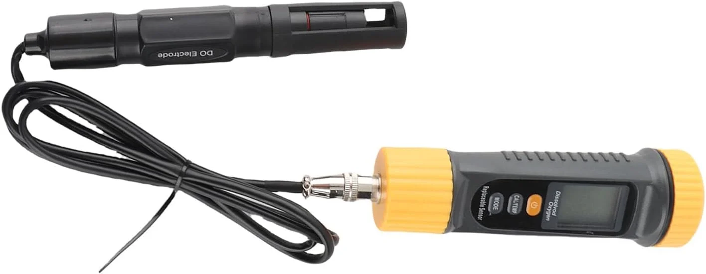 اکسیژن متر دیجیتال محلول Tnfeeon، تستر قابل حمل با نمایشگر LCD دارای نور پس زمینه، اندازه گیری دو حالته برای تست کیفیت آب در آبزی پروری