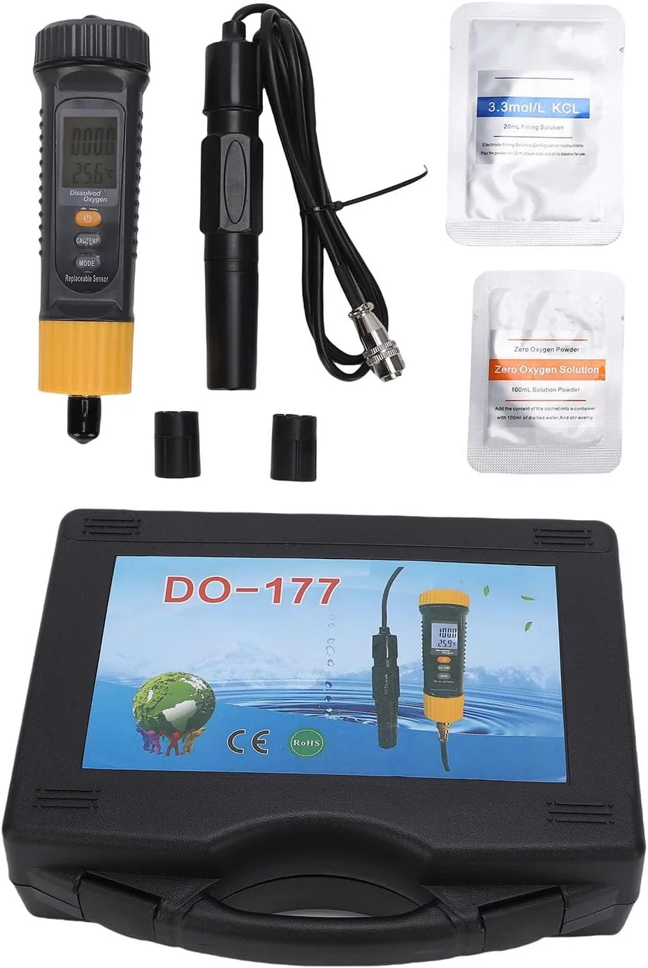 دستگاه سنجش اکسیژن محلول عمومی، تستر دیجیتال اکسیژن محلول با دقت بالا برای حوضچه و آکواریوم ماهی، کیت تست اکسیژن محلول سبک و قابل حمل با صفحه نمایش LCD دارای نور پس زمینه و حالت Mg/L