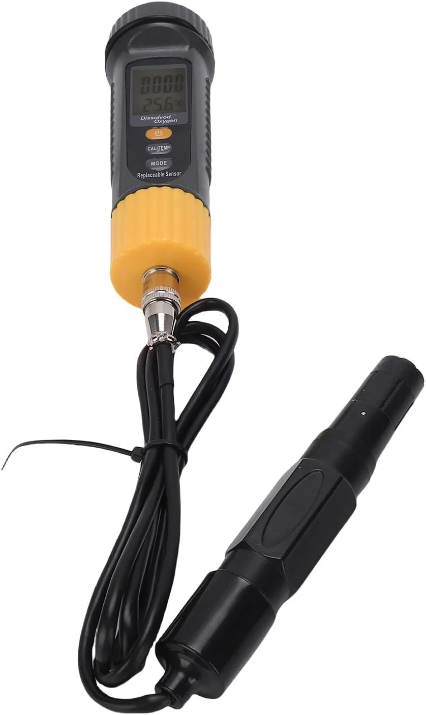 دستگاه سنجش اکسیژن محلول عمومی، تستر دیجیتال اکسیژن محلول با دقت بالا برای حوضچه و آکواریوم ماهی، کیت تست اکسیژن محلول سبک و قابل حمل با صفحه نمایش LCD دارای نور پس زمینه و حالت Mg/L