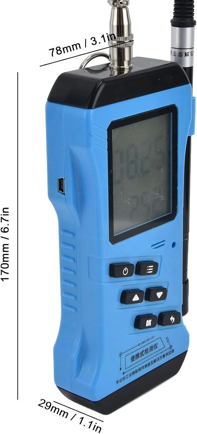 دستگاه تشخیص اکسیژن محلول 01 02 015، آنالیزور اکسیژن محلول LCD با دقت بالا و نور پس زمینه برای استخر و حوض