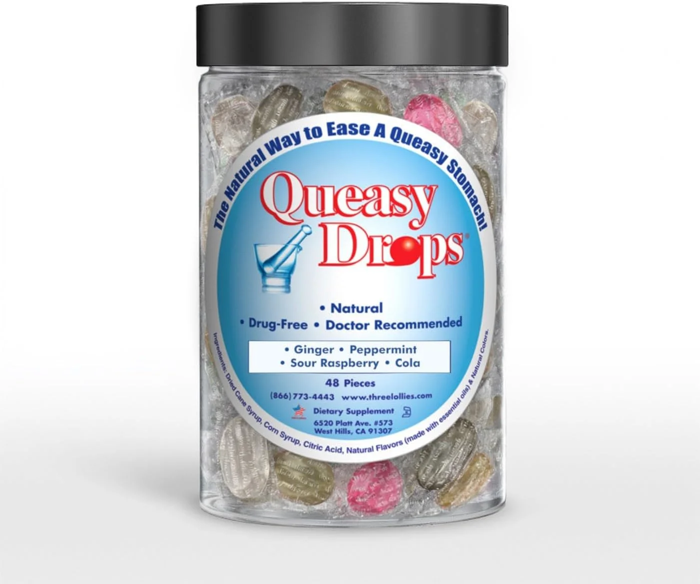 آبنبات های ضد تهوع تری لالیز - تسکین دهنده حالت تهوع ناشی از حرکت. همچنین تسکین دهنده تهوع بارداری و صبحگاهی. آبنبات های تسکین دهنده معده، بسته 48 عددی